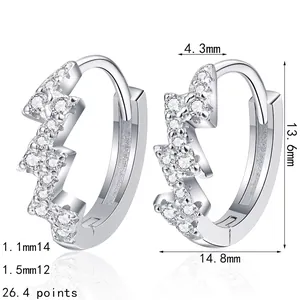 S925 sterling silver lightning moissanite hoop earrings with size measurements