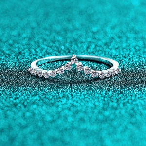 925 Sterling Silver Moissanite V Shape Ring For Women Minimalist Chevron Stackable Engagement Wedding Band Fine Fashion Jewelry Gift