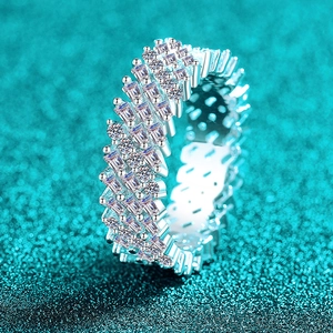 Luxurious multi-row moissanite eternity ring in S925 silver with sparkling pavé setting