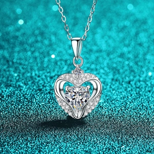 S925 Sterling Silver Moissanite Heart Necklace For Women Luxury Hollow Heart Pendant Clavicle Chain Jewelry Valentine Gift