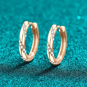 S925 Sterling Silver Moissanite Stud Earrings For Women Champagne Gold Twisted Hoop Earrings Minimalist Luxury High Quality Jewelry Gift