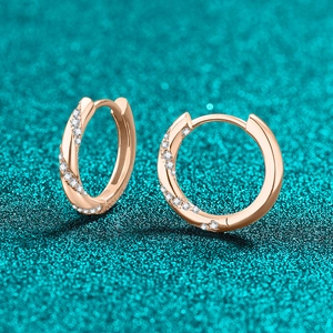 S925 sterling silver twist hoop earrings with moissanite in rose gold finish