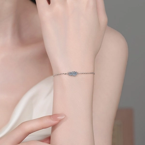 Elegant S925 sterling silver moissanite bracelet with round brilliant cut solitaire on wrist