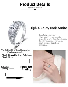 Detailed view of marquise cut moissanite ring with multi-layer platinum plating finish