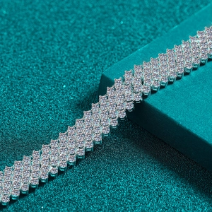 Luxurious S925 sterling silver multi-row moissanite bracelet with brilliant pavé setting