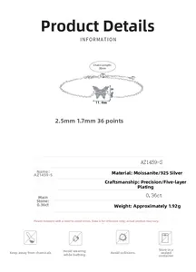 Größentabelle für S925 Silber Schmetterlingsarmband mit 0,36ct Moissanit Angaben
