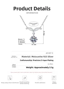 Detailspezifikationen von 2.00ct Moissanit-Anhänger an S925 Sterlingsilberkette