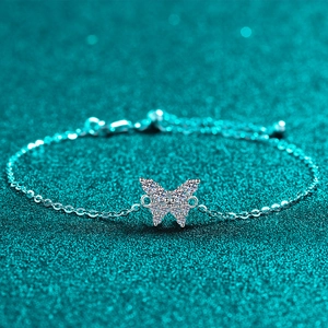 925 Sterlingsilber Schmetterling Armband Für Damen Moissanit Eingelegt Einstellbar Minimalistisch Elegant Schmuck Geschenk