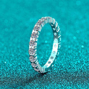 Elegant S925 sterling silver moissanite eternity band with sparkling round cut stones