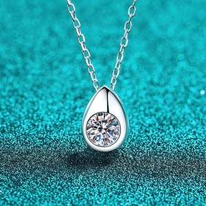S925 Sterling Silver Moissanite Water Drop Pendant Necklace For Women Minimalist D Color VVS1 Sparkly Gemstone Jewelry Gift