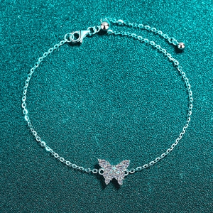 Eleganter S925 Sterlingsilber Schmetterling Armband mit Moissanit Steinen für Damen