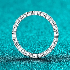 Eternity band ring in S925 sterling silver with full pavé moissanite stones
