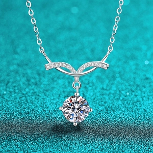 925 Sterlingsilber Moissanit Zirkonia Halskette Für Damen Meerjungfrau Lächeln Anhänger Eleganter Schmuck Geschenk Zubehör