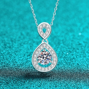 Collana con Ciondolo a Goccia in Argento Sterling S925 Moissanite Zirconia per Donna Elegante Catena a Goccia Vuota Gioielli