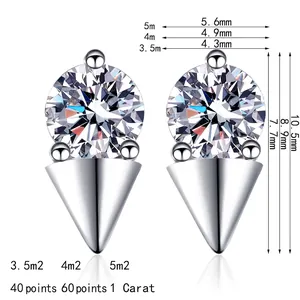 S925 sterling silver moissanite stud earrings in three sizes 0.4ct 0.6ct and 1.0ct
