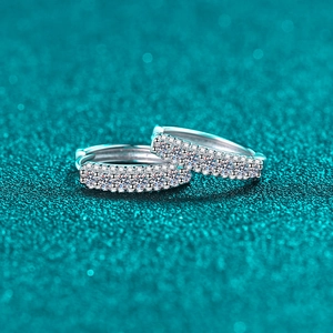 Sparkling S925 sterling silver huggie earrings with moissanite pave setting