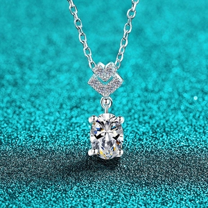 925 Sterlingsilber Moissanit Zirkonia Anhänger Halskette Ovales Design Verstellbare Gliederkette Eleganter Schmuck Für Damen
