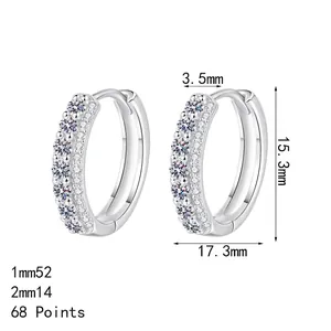 Elegant S925 sterling silver hoop earrings with 0.68ct moissanite pave settings