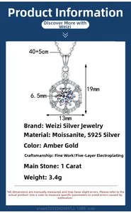 Detaillierte Größentabelle für die 1 Karat Moissanit Schneeflocken Kette aus 925 Silber