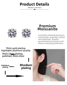 Detail showing the 5-layer precious metal plating process on S925 sterling silver earrings