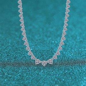 Luxury S925 Sterling Silver Moissanite Tennis Necklace For Women Elegant Full Rhinestone Wedding Jewelry Gift