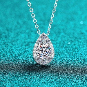 Luxury 925 Sterling Silver Moissanite Teardrop Pendant Necklace For Women Pear Shape Zirconia Daily Wear Fashion Jewelry