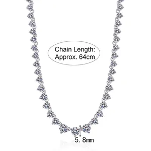 Luxurious S925 sterling silver tennis necklace featuring 12.1ct round moissanite stones