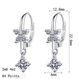 S925 sterling silver butterfly tassel earrings with 0.84ct moissanite stones