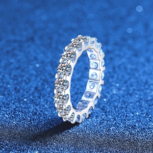 Luxury Moissanite Pavé S925 Sterling Silver Eternity Ring For Women Men GRA Certificate Stackable Band Wedding Jewelry