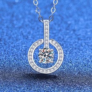 S925 Sterling Silver Moissanite Necklace For Women Star Orbit Dancing Heart Round Moissanite Pendant Inlaid Minimalist Exquisite Choker Jewelry Gift