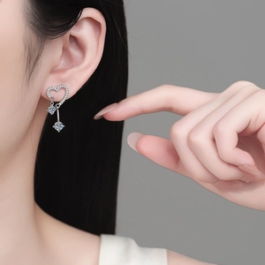 Eleganti orecchini a cuore in argento S925 con nappa in moissanite per donna regalo
