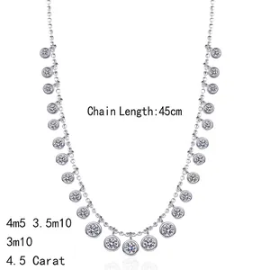 Luxurious S925 sterling silver moissanite necklace with 45cm ball chain and 4.5ct pendant