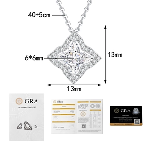 Detail of S925 silver moissanite pendant with size guide and official GRA certificate