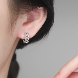 Elegant S925 sterling silver moissanite infinity twist hoop earrings with pavé setting