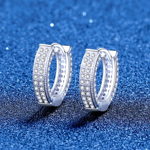 Luxury Moissanite 925 Sterling Silver Hoop Earrings For Women Pave Inlaid Huggie Earrings With GRA Certificate Elegant Jewelry Gift
