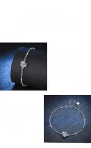 Detailed view of 925 sterling silver moissanite bracelet with polished finish