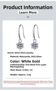 Specifiche dettagliate degli orecchini in argento s925 con moissanite da 1ct a 6 griffe