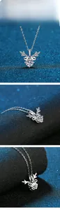Détails du pendentif cerf en argent S925 avec une pierre de moissanite brillante