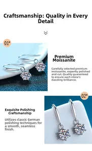 Dettaglio orecchini in argento con moissanite e montatura a sei griffe stili 01# e 02#