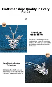 Détail macro du pendentif en argent S925 avec bois de cerf et pierre moissanite