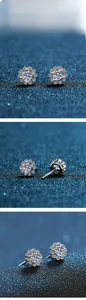 Detail showing the floral halo moissanite stud earring with 925 sterling silver setting