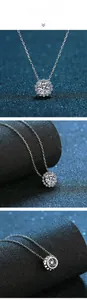 Détail macro du pendentif tournesol avec une pierre de moissanite ronde de 1 carat
