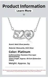 Macro shot of S925 sterling silver 520 heart pendant necklace with moissanite stone