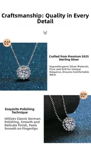 Détail macro du pendentif marguerite en argent 925 avec pierre centrale en moissanite brillante