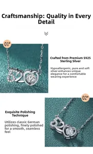 Macro detail of S925 sterling silver 520 heart pendant with moissanite center stone