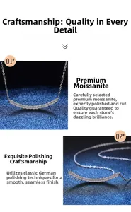 Detail of Moissanite smile necklace with high-end German polishing and micro-pavé setting