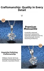 Macro detail of S925 silver necklace featuring a sparkling moissanite diamond pendant