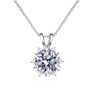 Collier Pendentif Flocon de Neige en Argent Sterling 925 Pour Femme Zirconia Griffes en Cœur Bijoux de Mode Électroplaqués Cadeau