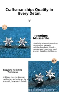 Macro detail of snowflake moissanite stud earrings in polished S925 sterling silver