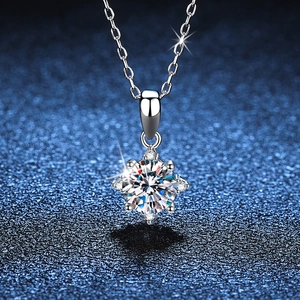925 Sterling Silver Moissanite Necklace Women Octagram Star Snowflake Pendant Jewelry Round Cut Brilliant Stone Gift